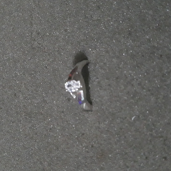 Sterling Silver lab opal/clear cz ring sz 7 - Picture 6 of 9